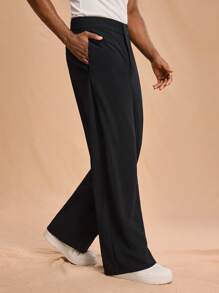 Forever 21 Solid High Rise Flared Straight Leg Pants - Black - View 1