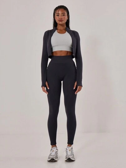 Musera Sport Colanți sport cu talie înaltă, fără cusături, cu nervuri, pentru antrenament, pentru alergare, sală de sport, fitness, yoga, pilates, casual