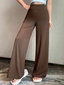 DAZY Women's Casual Plain Basic Weekend Wear Long Pants, Summer New Arrival - Coffee Brown - View 4