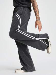 Manfinity RebelGame Men's Loose Knit Acid-Washed Sweatpants - Dark Grey - View 6