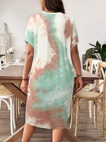 EMERY ROSE 大码蝙蝠袖扎染印花连衣裙 - 彩色 - 查看 2