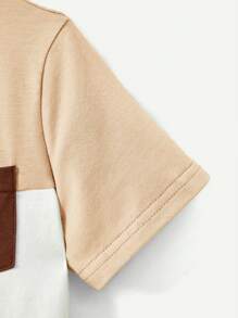 Cozy Pixies Bộ 2 món/bộ áo thun cổ tròn tay ngắn màu tương phản cho bé trai/gái và quần short thể thao - Nhiều màu - Xem 4