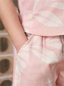 Young Boys Vacation Leaf Print Loose Pants - Multicolor - View 7