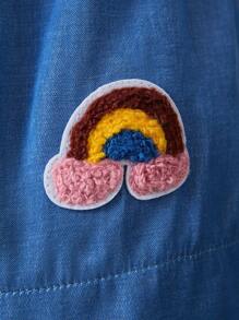 SHEIN Young Boys Adorable Wavy Waistband Elastic Rainbow Printed Jeans - Multicolor - View 6