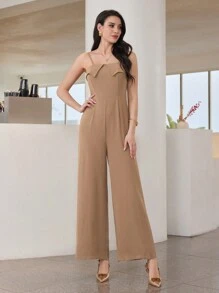 Graceveil 无袖连体裤，带纹理外层，女士阿拉伯风格服装套装 - 卡其色 - 查看 3