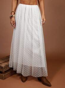 COSMINA Women's Sheer Polka Dot Mesh Skirt, Western Wear For Women, Petite In Women's Clothing, Sexy, Super Long Skirt, Boho Style, Summer For Women, Moto Boho