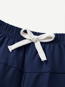 Cozy Pixies 2件套男婴撞色圆领T恤和短裤运动服 - 藍白色 - 查看 6