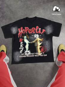 Manfinity EMRG Men's Casual Graphic Text Print Short Sleeve T-Shirt