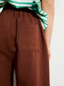 SHEIN Young Boys Casual Minimalist Everyday Pants - Brown - View 5