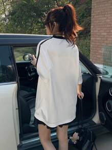 DAZY 夏季新款春季风格宽松休闲运动摩托车造型女士T恤超大码T恤