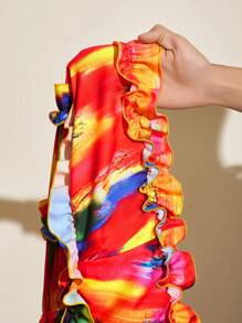 Slaydiva 女士彩色纹理印花休闲度假迷你连衣裙 - 彩色 - 查看 7