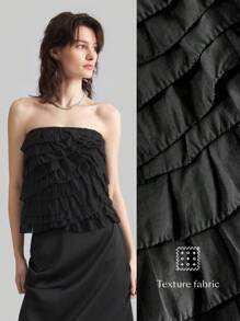Ontre Elegante effen kleur, gelaagde, geplooide zoom, tubetop voor dames, chique mode, lente, verjaardagsfeestje, vintage stijl, vakantietop