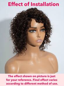 4 件深卷发人发束深棕色水卷发人发接发短 6 英寸卷发人发缝入假发