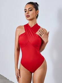 Chiquease Women's Casual Sexy Sleeveless Bodysuit With Tie