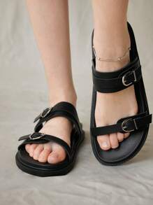 Solecia 女士舒适厚底一脚蹬凉鞋，适合秋季户外、沙滩、休闲穿着