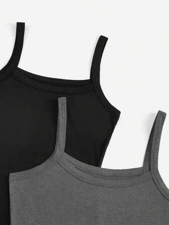 SHEIN Privé 2 件套女士纯色休闲紧身肩带露肩无袖夏季连衣裙，适合通勤、户外活动、购物