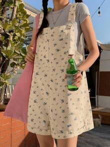 DAZY Summer New Loose Casual Women Denim Bib Pants - White - View 5