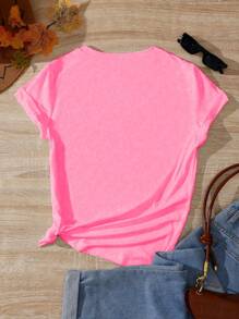 INAWLY Women's Strawberry Comfortable Cottagecore Shirt, Strawberry Shirt, Gift For Strawberry Enthusiasts, Gardener T-Shirt, Fruit T-Shirt, Plant Shirt, Round Neck Women's Printed T-Shirt - Hot Pink - View 2