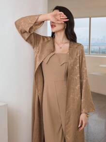 Graceveil 无袖连体裤，带纹理外层，女士阿拉伯风格服装套装 - 卡其色 - 查看 7