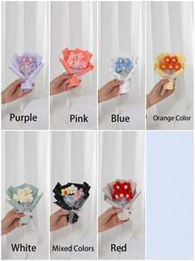 SHEIN Ramo de 5 flores/manojo, 10Cm*16Cm Ramos pequeños y creativos simulados, 7 colores disponibles, adecuados para regalos de cumpleaños, regalos festivos, regalos de fiesta, bodas, regalos para damas de honor, Día de San Valentín - Multicolor - Ver 2