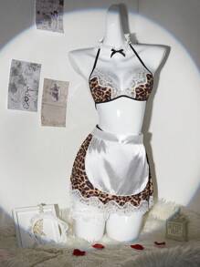 Bộ đồ lót gợi cảm thiết kế hở lưng phối ren và da báo 7 món cho nữ - Nhiều màu - Xem 3