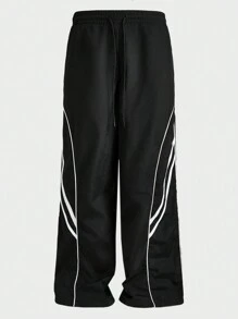 Manfinity VCAY Plus Size Men's Casual Loose Woven Long Pants - Black - View 3