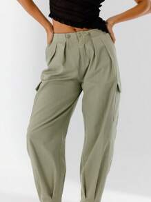 Aralina Mid Waist Relaxed Fit Classic Utility Pockets Cargo Pants