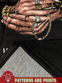 SHEIN Slayr 大码休闲圆领短袖 T 恤，设计简约，适合夏季，The Gangsta POWER MONEY - 白色 - 查看 3