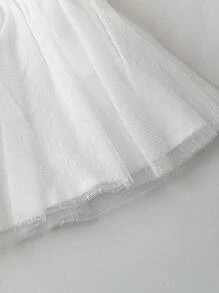Chiquease Falda acampanada de gasa con borde de encaje, falda mini de estilo elegante para mujer