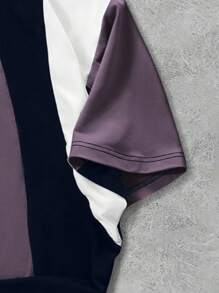 PAVTROS Manfinity Streetrush Men's Casual Contrast Color Block Letter Print Short-Sleeved T-Shirt, Loose Round Neck Short-Sleeved Patchwork, Daily Casual Holiday Gift, Four Seasons Commuting Daily Casual Wear