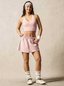 VARSIVA Women's Solid Color V-Neck Sleeveless Slim Fit Top, Casual For Everyday Wear - Pink - View 3