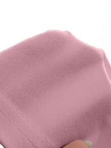 DAZY Solid Color Round Neck Long Loose Short Sleeve Women T-Shirt Summer - Pink - View 5