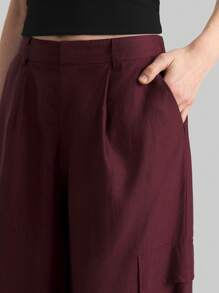 Ontre Pantalones casuales sueltos de mujer de organza y angora roja, moda minimalista, para uso diario, primavera/verano - Café integral - Ver 6