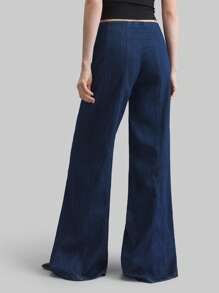 Ontre 女式牛仔裤 深蓝色 复古风 90 年代服饰 - 深色水洗藍 - 查看 6