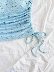 Soleia 女士度假腰部抽绳休闲挂脖修身吊带背心中国新年夏季度假邮轮服装邮轮女士西装女装 - 淺藍色 - 查看 3