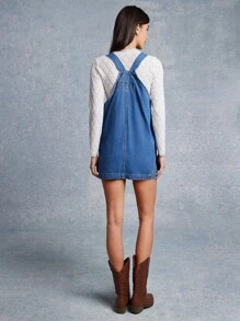 WESTFADE 春季实用休闲牛仔连身迷你连衣裙，带口袋