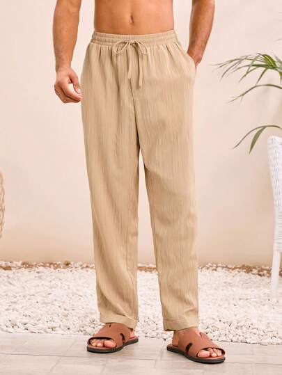 Manfinity BRENVOR 男士梭织休闲宽松纯色直筒裤，百搭舒适的日常穿着