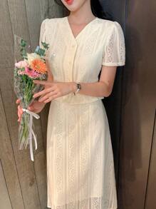 DAZY Nouvel ensemble élégant et texturé de 2 pièces pour femmes pour l'été - Beige - Voir 4