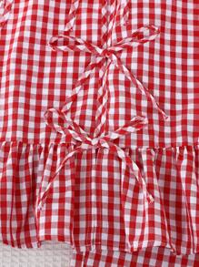 SHEIN LMoss Kids Tween Girls Plaid Tie Bow Sleeveless Blouse And Wide Leg Pants 2 Pieces Outfit Holiday Outfits