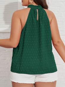 EMERY ROSE Plus Size Sleeveless Casual Minimalist Chic Blouse - Dark Green - View 2
