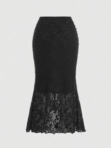 SHEIN MOD Black Lace Vest Fishtail Skirt Two-Piece Set Dreamy Formal Set,Prom Set,Cruise Women Outfits, Clothes,90s Outfit,Fall Sets,Korean Fashion,Corpse Bride,Bridesmaid Set,Dinner Outfit,Birthday Women Outfits,Homecoming,Ruffle Set,Renaissance