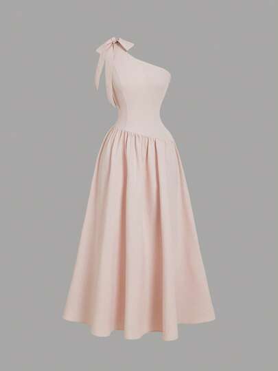 SHEIN MOD Women Pink Asymmetric Off Shoulder Bowknot Dress,Vacation Dress, Holiday Dress,Western Wear Women,Country Outfits,Beach Vacation Wear,Boho Women,Birthday Outfits For Women,Summer Dress,Brunch Outfits,Pink Floral Bow Dress,Summer Dresses For Women,Tea Party Dress, Music Festival, Going Out