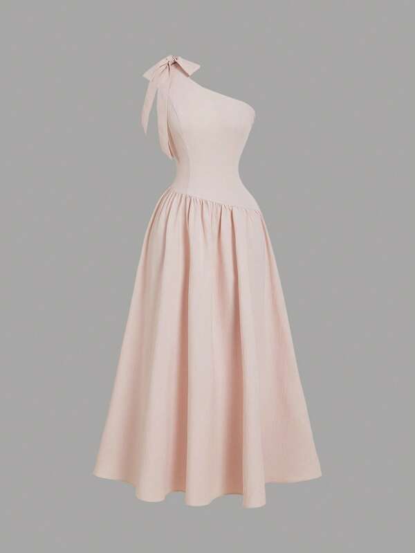 SHEIN MOD Women Pink Asymmetric Off Shoulder Bowknot Dress,Vacation Dress, Holiday Dress,Western Wear Women,Country Outfits,Beach Vacation Wear,Boho Women,Birthday Outfits For Women,Summer Dress,Brunch Outfits,Pink Floral Bow Dress,Summer Dresses For Women,Tea Party Dress,Valentine Outfits