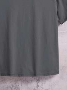 SHEIN Tween Boy Loose Plain Round Neck Raglan Sleeve Short Sleeve T-Shirt - Grey - View 3