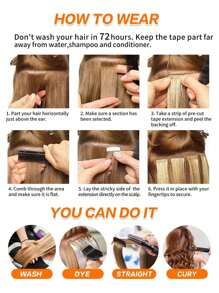 20pcs Straight Tape In 100% Human Hair Extension For Salon Silky Seamless Invisible 613# Bleichblond For Thin Hair Woman Natural Look Top Quality Beige Color Tape In Hair Tape Ins Hair Extensions Halloween Costumes - S613 - View 10