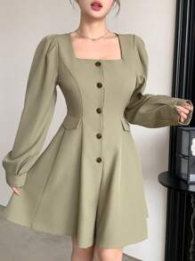 DAZY Tuta corta estiva da donna, tuta jumpsuit autunnale per donne - Verde - Visualizzare 4
