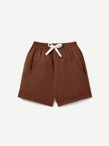Cozy Pixies Bộ 2 món/bộ áo thun cổ tròn tay ngắn màu tương phản cho bé trai/gái và quần short thể thao - Nhiều màu - Xem 10