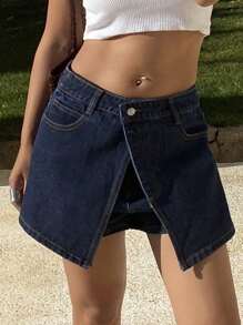 DAZY Shorts vaqueros sueltos de diseño para mujer, para primavera/verano - Azul - Ver 4