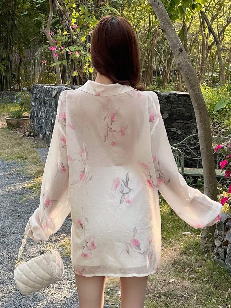 Summer New Elegant Beach Holiday Loose Casual Relaxed Style Women Shirt Long Sleeve Top