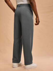 Forever 21 Men Casual Plain Color Pleated Straight Leg Pants
